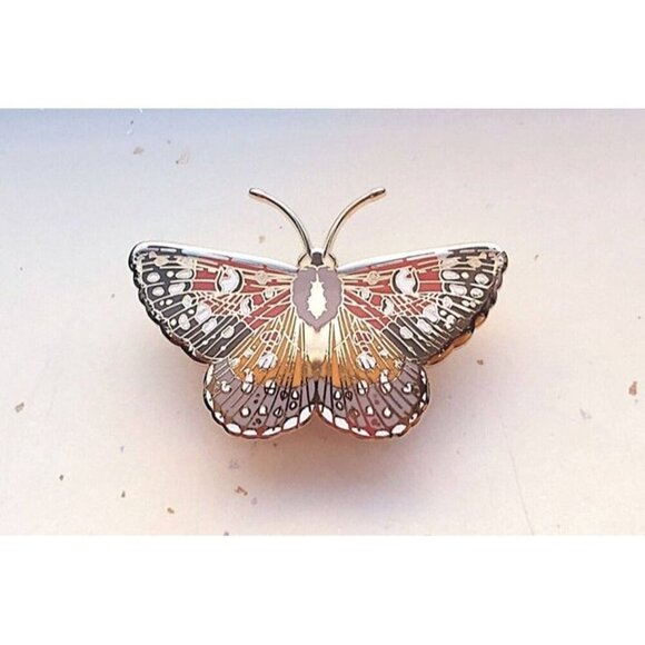Mormon Metalmark Butterfly Enamel Pin - Gold Plated Nature Jewelry & Brooch - Picture 8 of 11